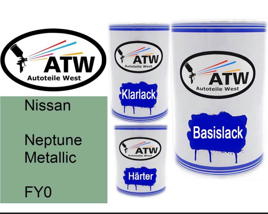 Nissan, Neptune Metallic, FY0: 500ml Lackdose + 500ml Klarlack + 250ml Härter - Set, von ATW Autoteile West.
